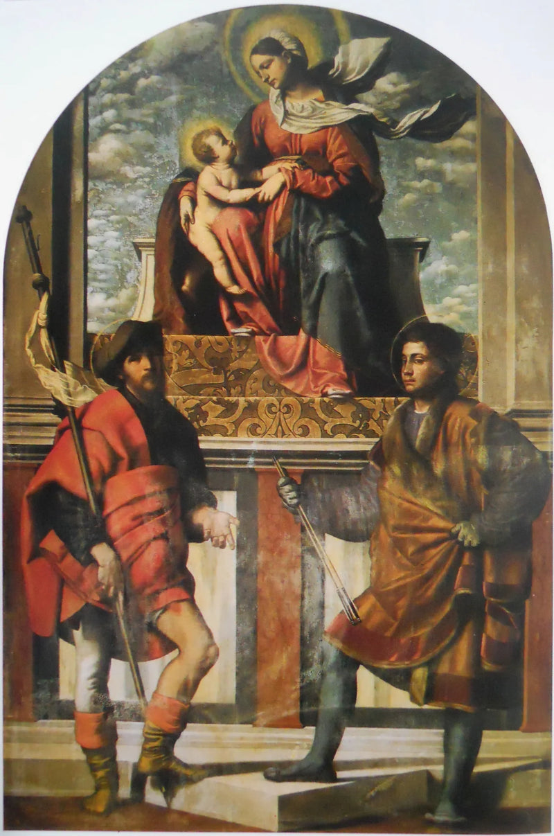 La Virgen con el Niño y los santos Roch y Sebastián - Alessandro Bonvicino