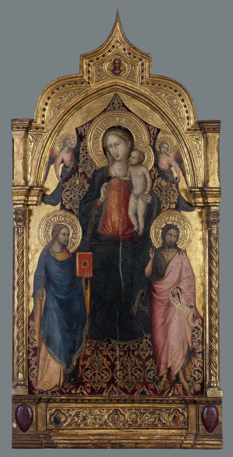 La Virgen con el Niño, con san Jacobo el Menor, san Juan Bautista y ángeles - Bicci di Lorenzo