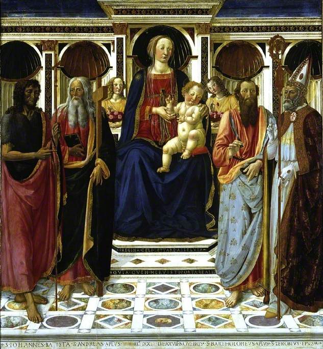 La Virgen con el Niño y santos Juan Bautista, Andrés de Bartolomé y Zeno - Cosimo Rosselli