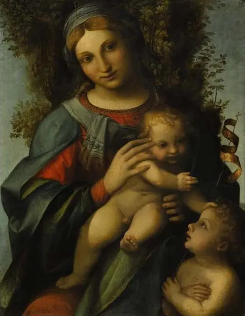 La Virgen con el Niño y San Juan Bautista niño - Antonio da Correggio