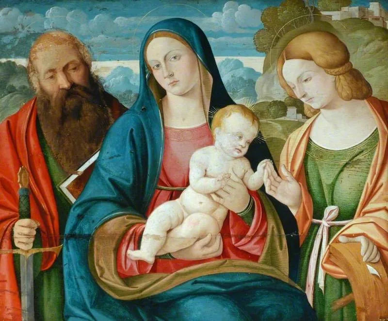 La Virgen con el Niño con san Pablo y santa Catalina - Giovanni Bellini