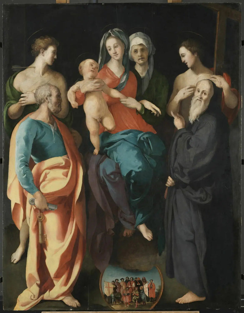 La Virgen con el Niño, Santa Ana y cuatro santos - Pontormo