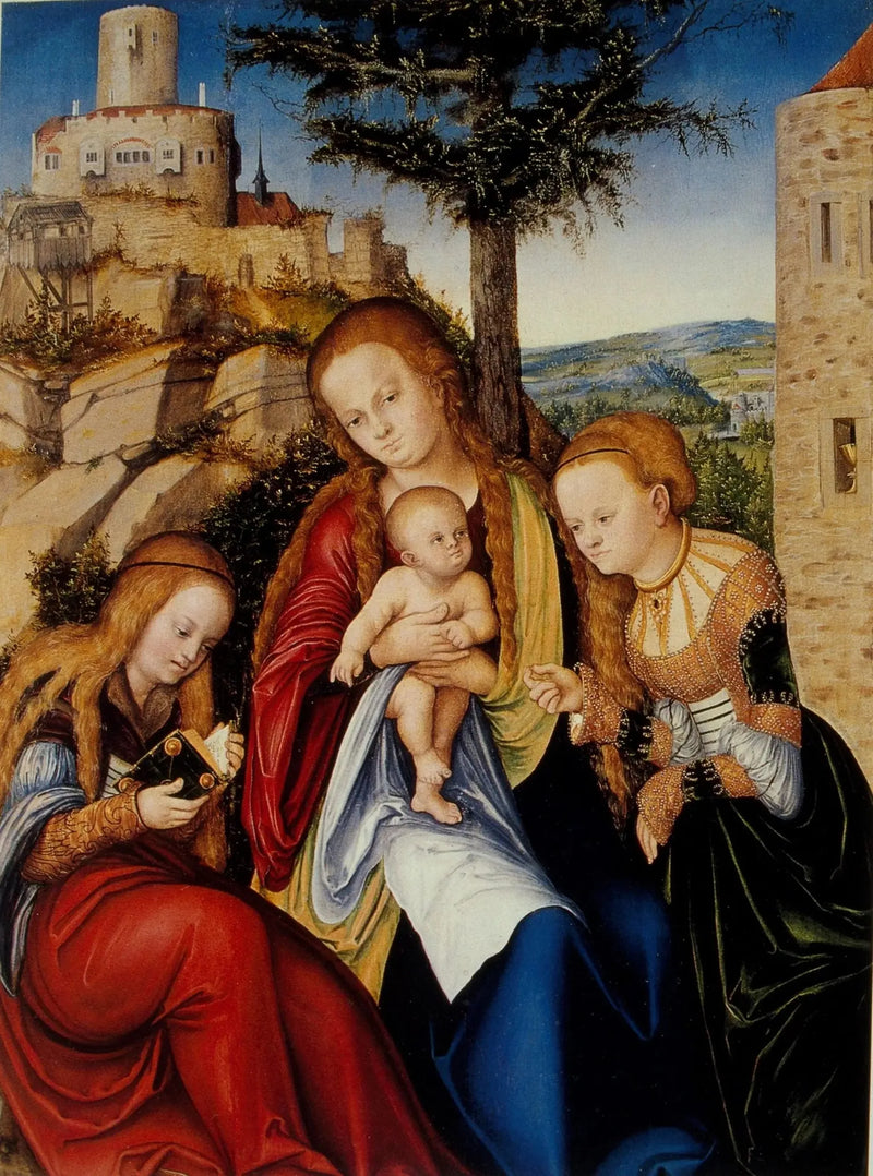 La Virgen con el Niño con Santa Bárbara y Santa Catalina de Alejandría - Lucas Cranach el Viejo