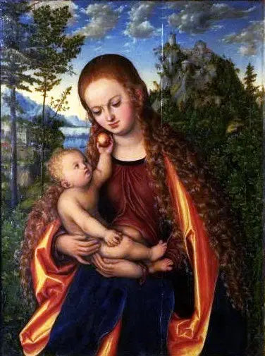 La Virgen con el Niño en un paisaje suntuoso - Lucas Cranach el Viejo