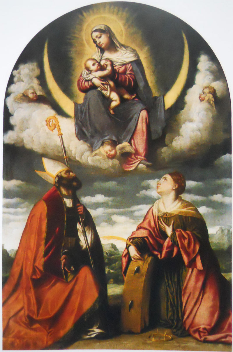 La Virgen con el Niño en gloria con san Martín y santa Catalina - Alessandro Bonvicino