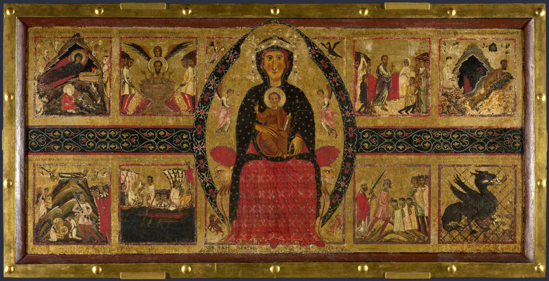 La Virgen con el Niño en majestad, con escenas narrativas - Margaritone de Arezzo