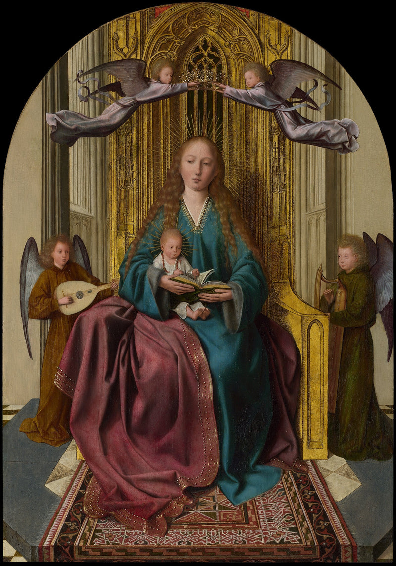 La Virgen con el Niño en majestad, rodeada de cuatro ángeles - Quentin Metsys