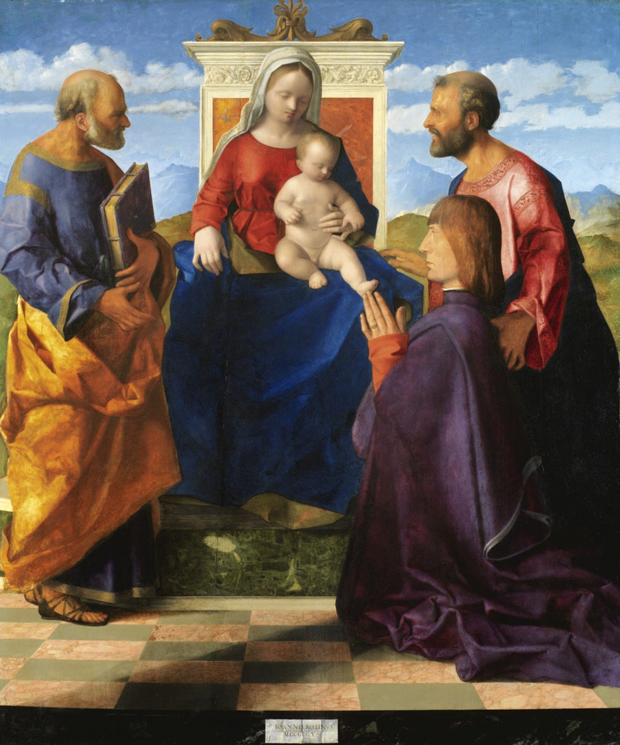 La Virgen con el Niño en trono con santos y un donante - Giovanni Bellini