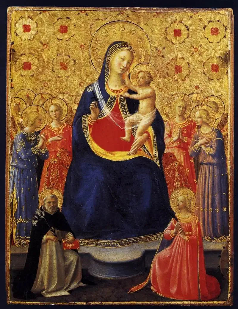 La Virgen con el Niño en trono con nueve ángeles y los santos Domingo y Catalina de Alejandría - Fra Angelico