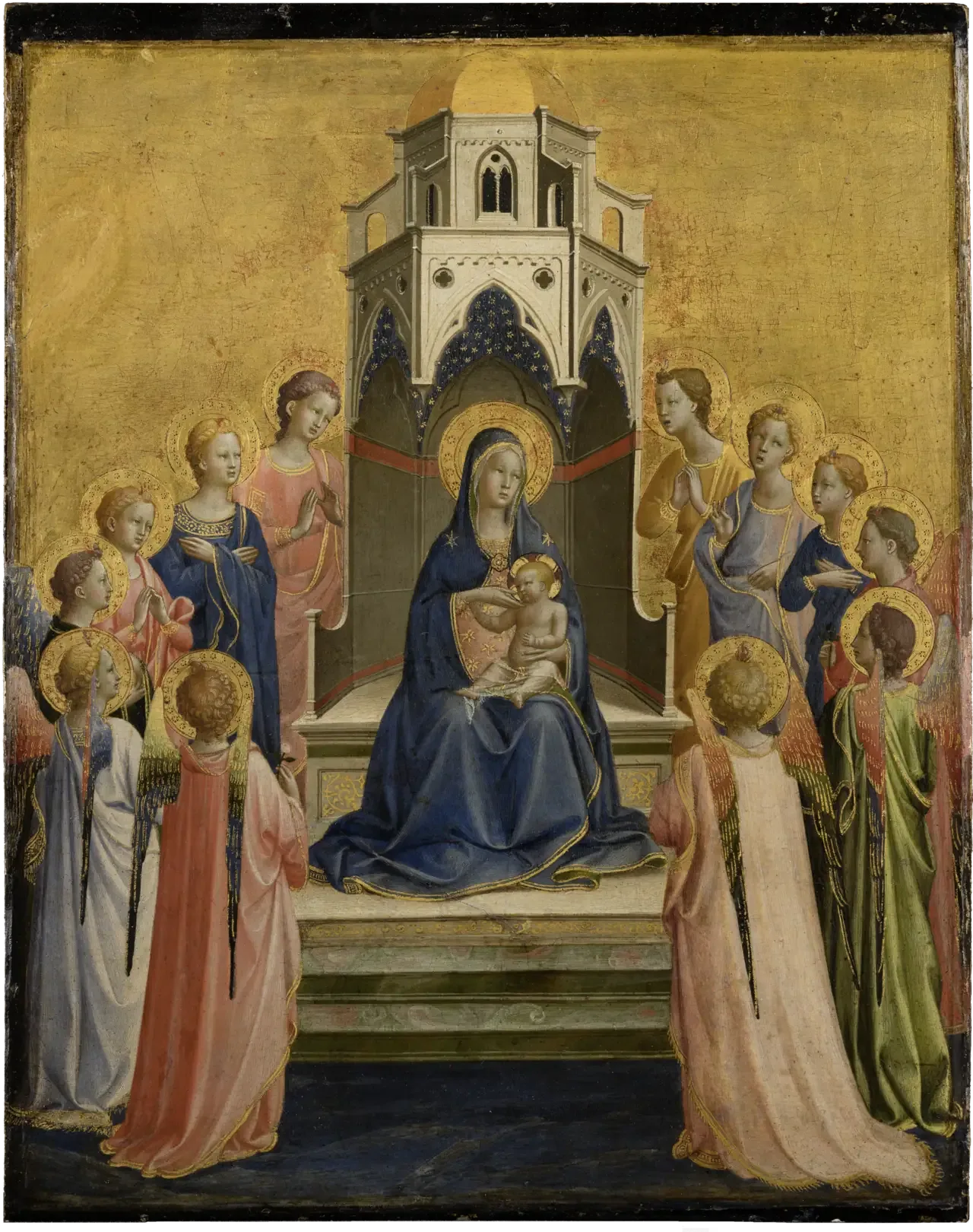 La Vierge à l'Enfant en trône et douze anges - Fra Angelico image 1 reproduction de peinture à l’huile