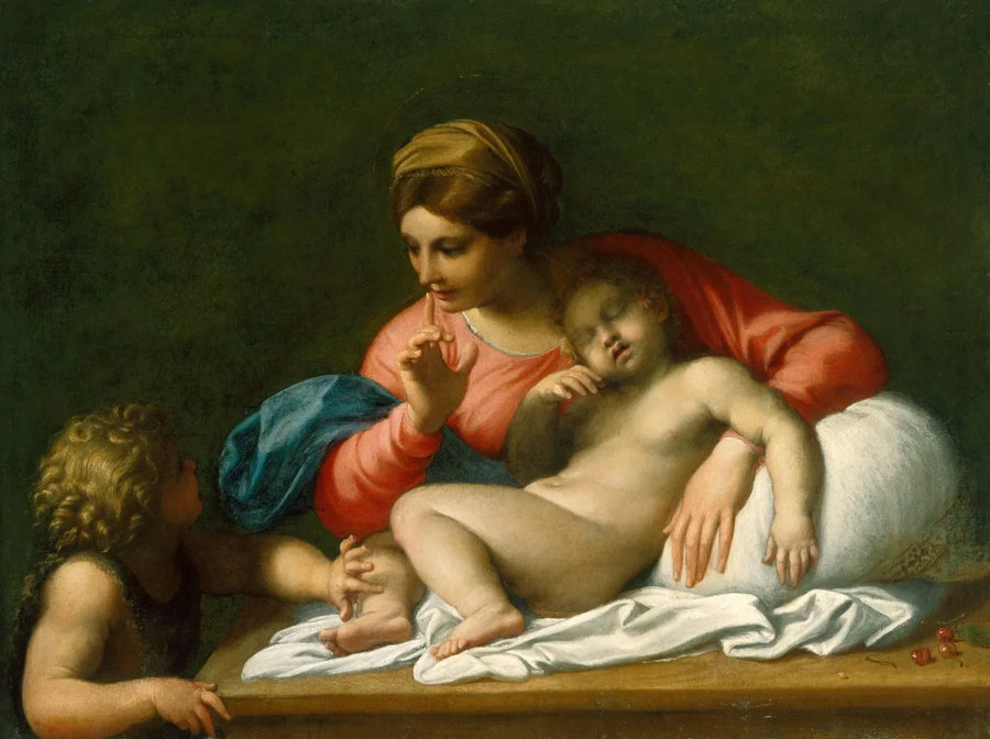 La Virgen con el Niño dormido con el joven San Juan Bautista (« Il Silenzio ») - Annibale Carracci