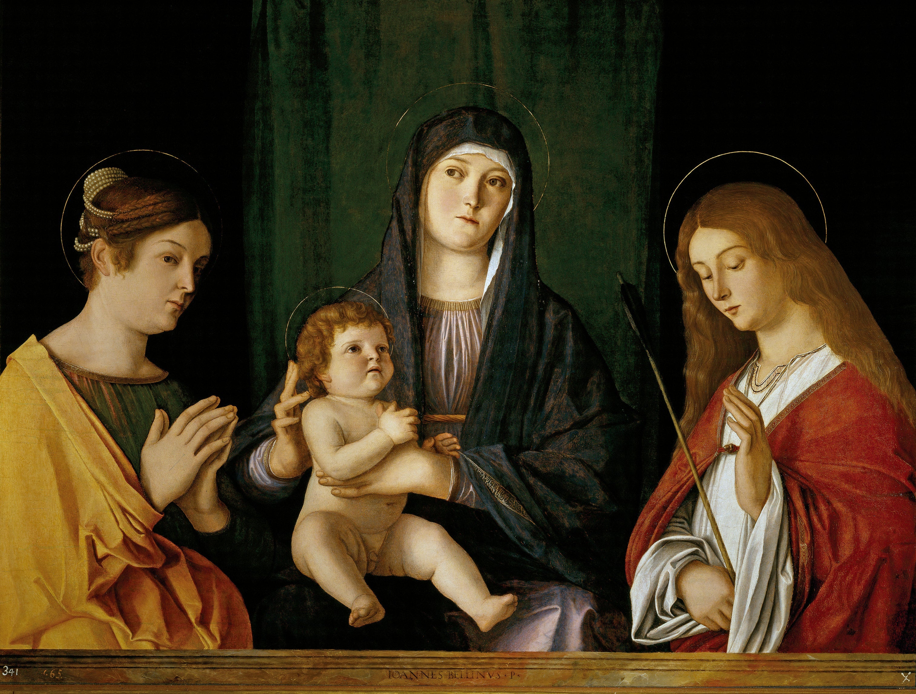 La Vierge à l'Enfant entre deux saints - Giovanni Bellini image 1 copie peinte à la main à l’huile