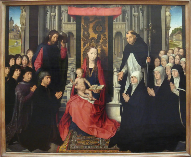 La Virgen con el Niño entre san Jacobo y san Domingo - Hans Memling