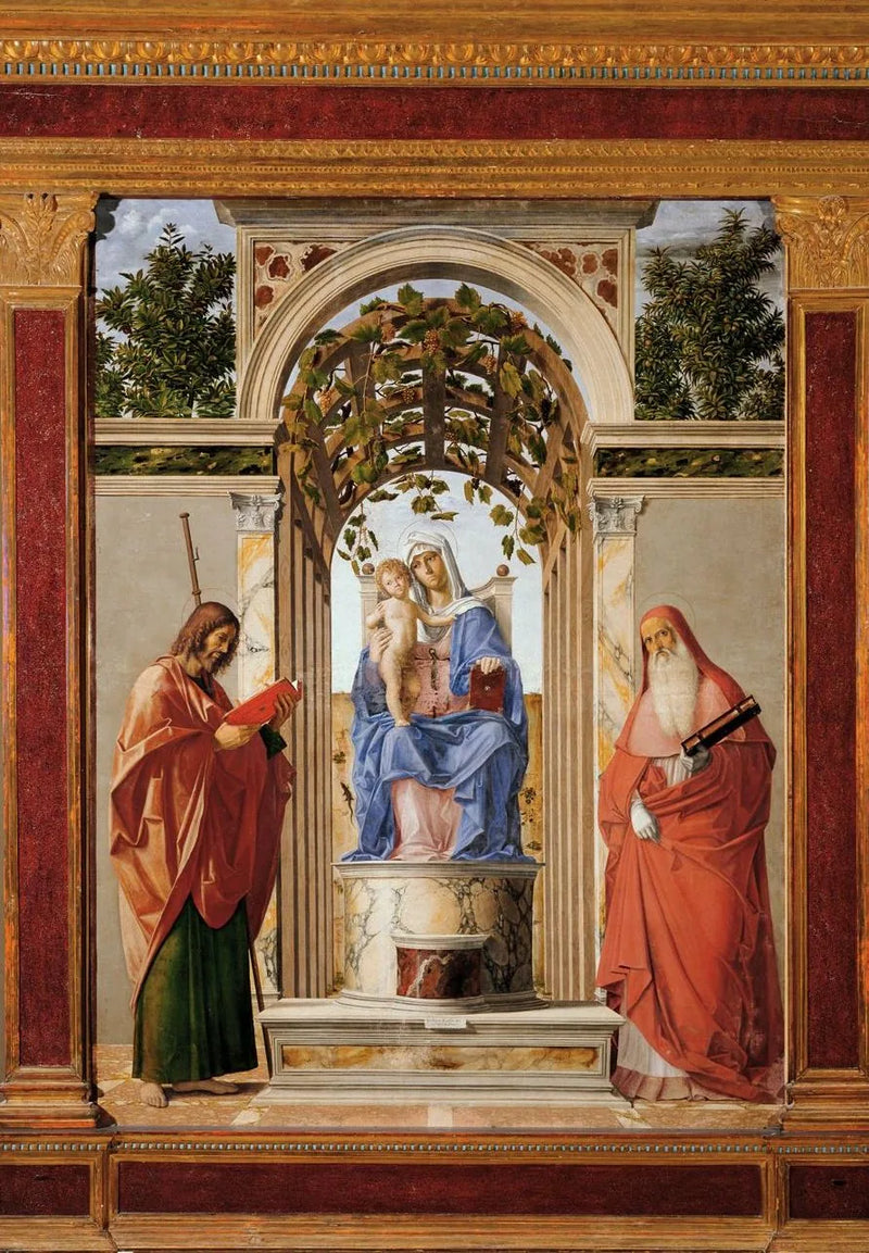 La Virgen con el Niño, entre san Jerónimo y san Jacobo el Apóstol. - Cima da Conegliano