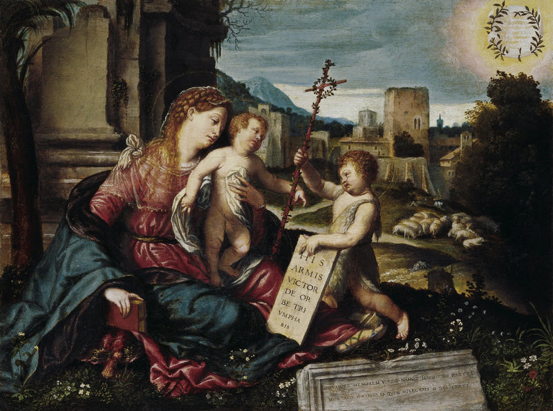 La Virgen con el Niño y el joven San Juan - Alessandro Bonvicino