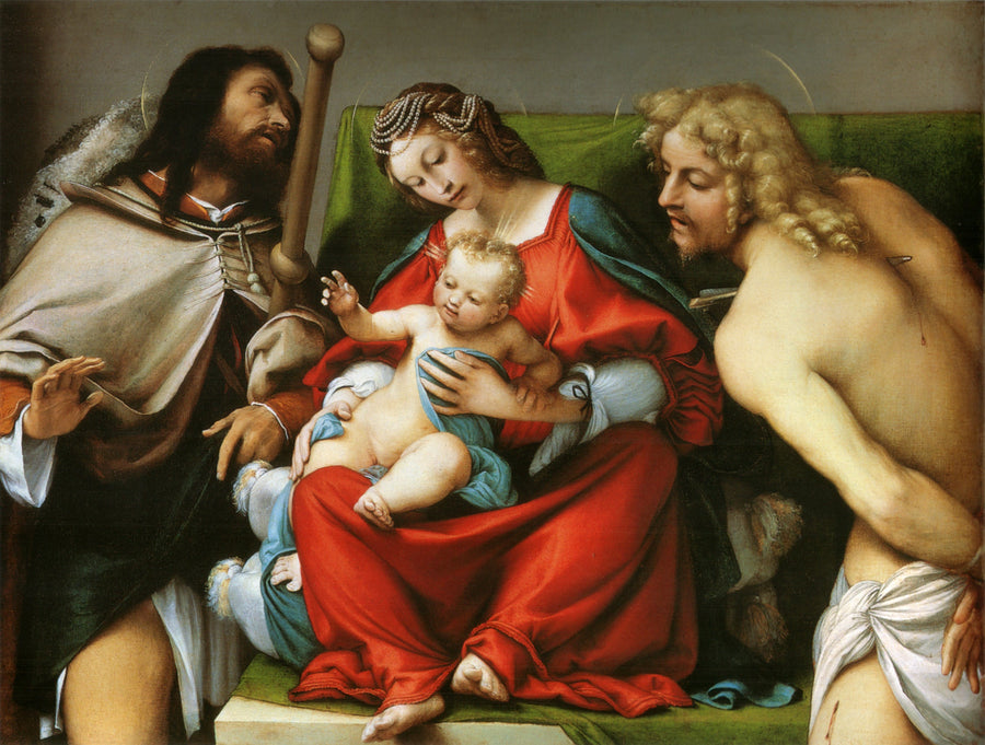 La Virgen con el Niño y los santos Rocío y Sebastián - Lorenzo Lotto