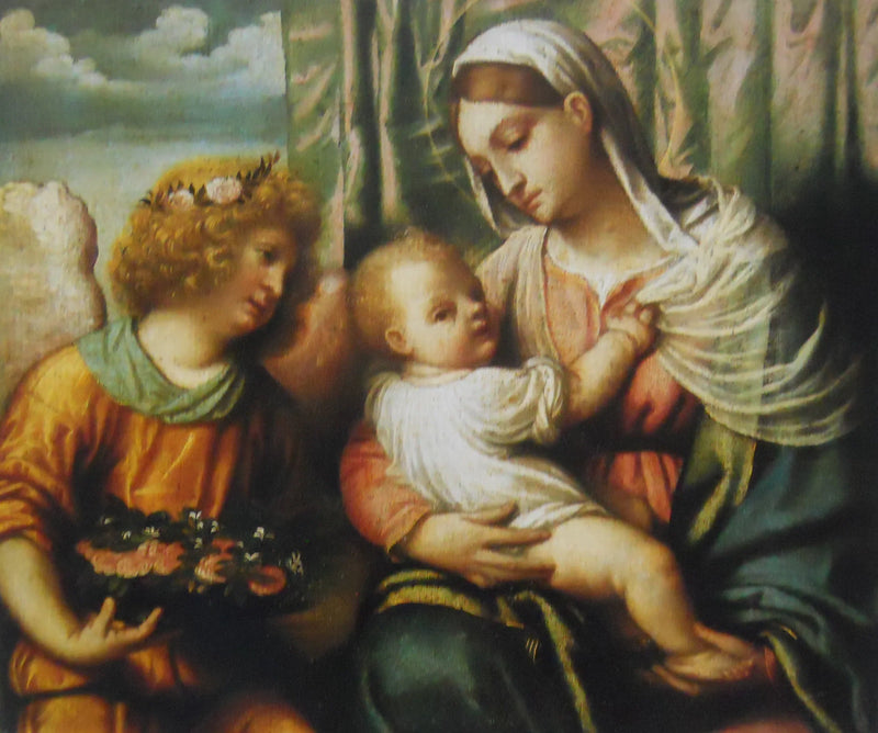 La Virgen con el Niño y un ángel - Alessandro Bonvicino