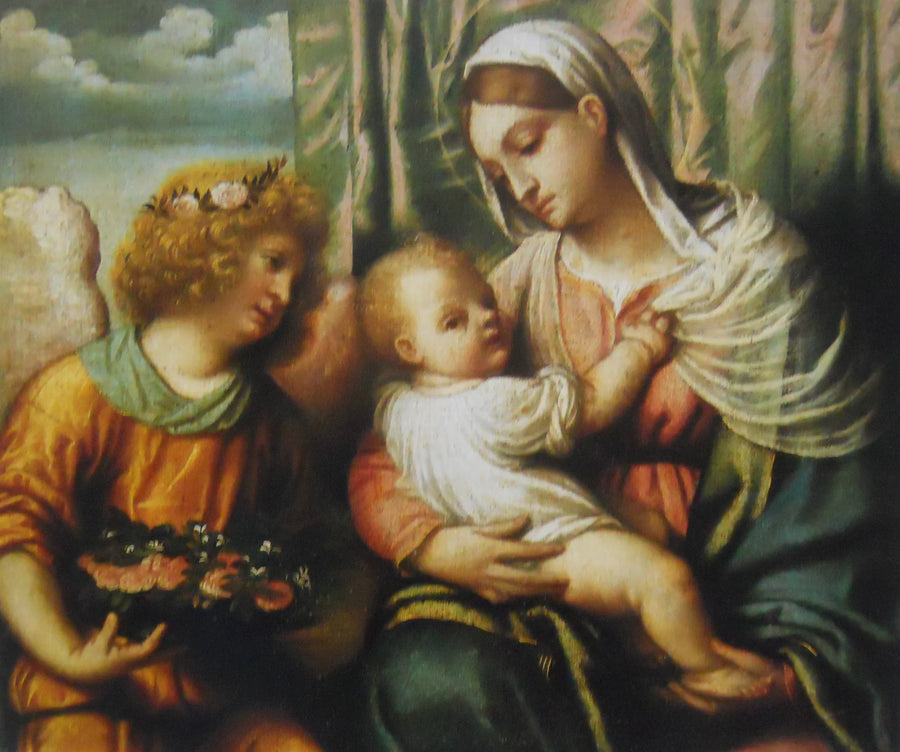 La Virgen con el Niño y un ángel - Alessandro Bonvicino