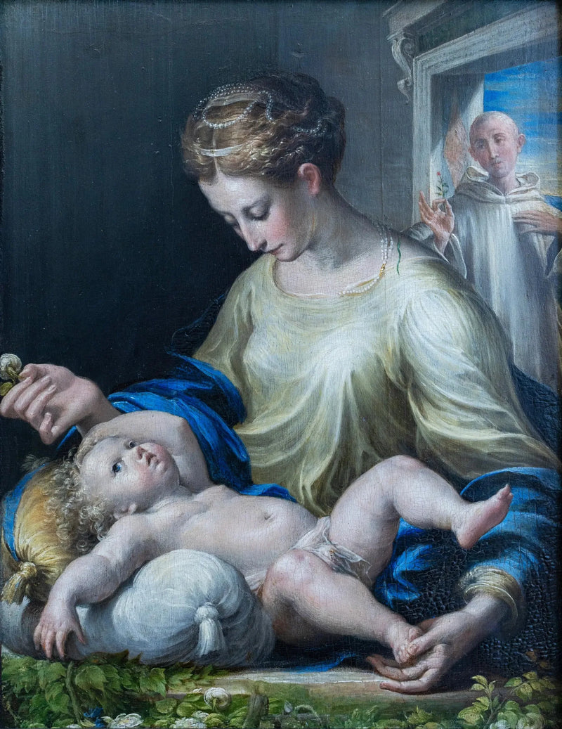La Virgen con el Niño y un monje - Parmigianino - Parmigianino