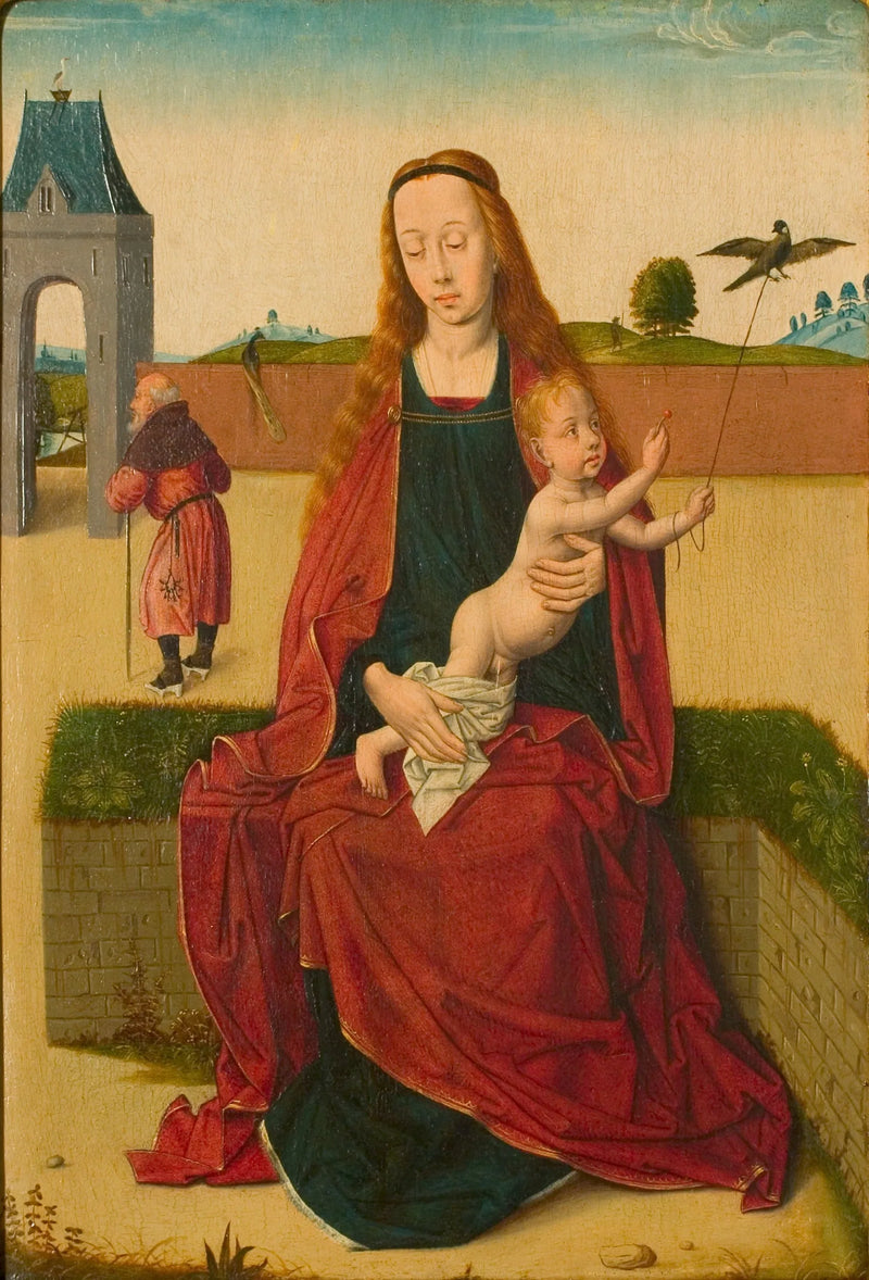 La Virgen con el Niño en un banco de hierba. - Dirk Bouts