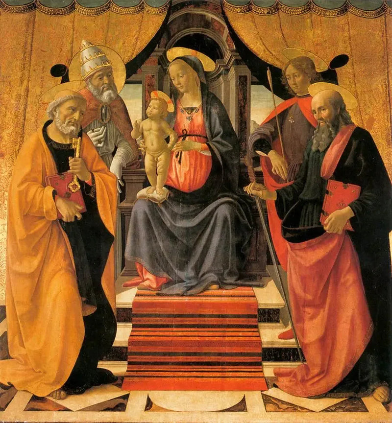 La Virgen con el Niño en trono con santos - Domenico Ghirlandaio