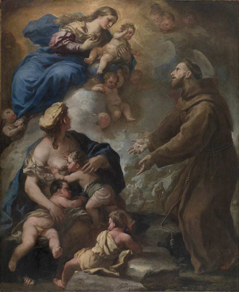 La Virgen con el Niño apareciendo a san Francisco de Asís - Luca Giordano