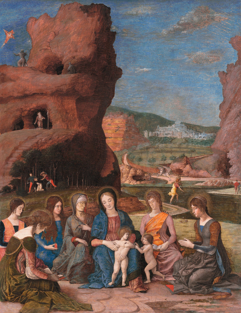 La Virgen con el Niño y el pequeño San Juan Bautista con seis santas - Andrea Mantegna