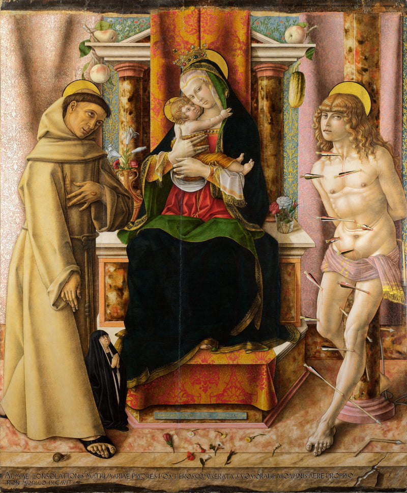 La Virgen con el Niño y los santos Francisco y Sebastián - Carlo Crivelli
