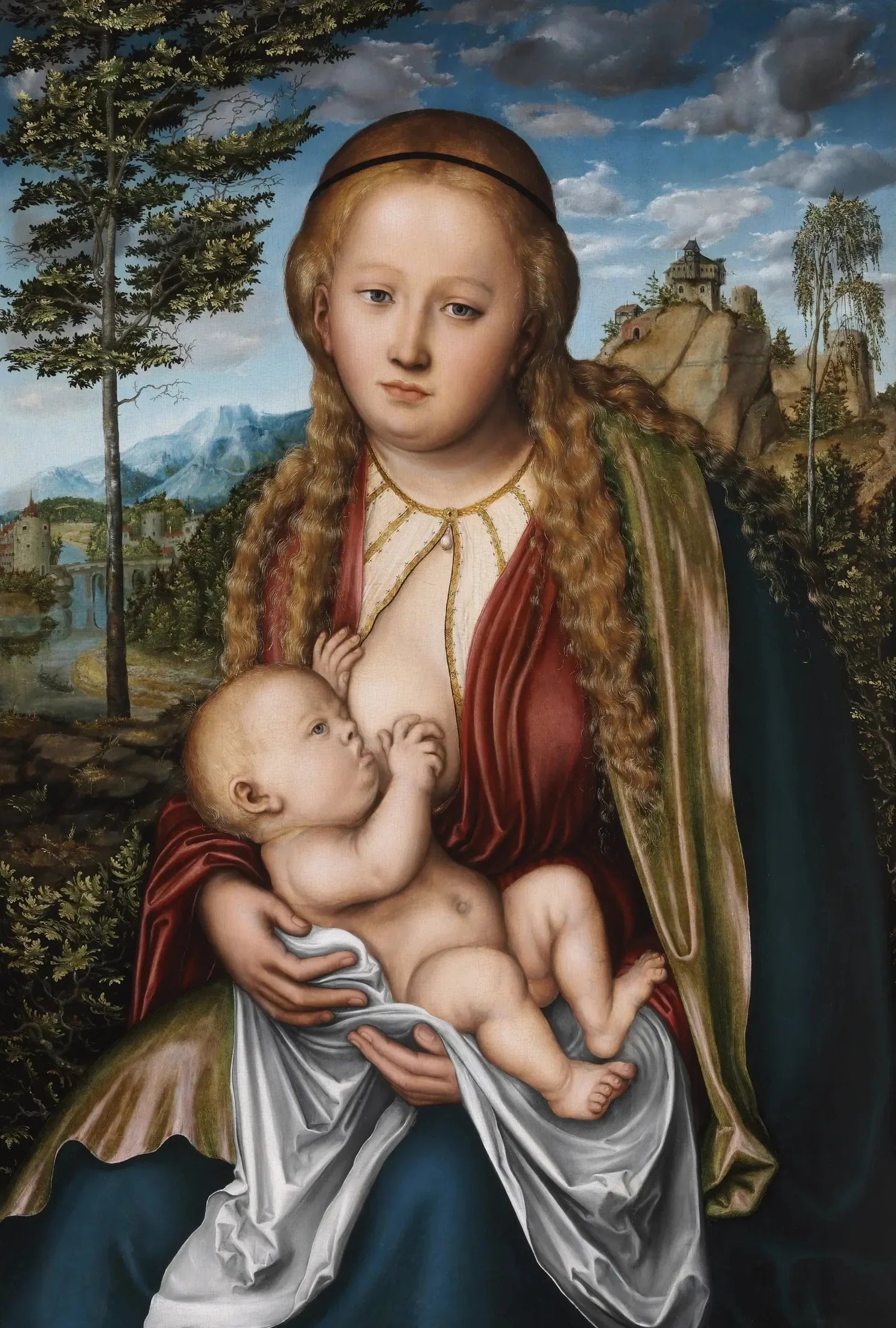 La Vierge allaitant l'enfant - Lucas Cranach the Elder image 1 reproduction de peinture à l’huile