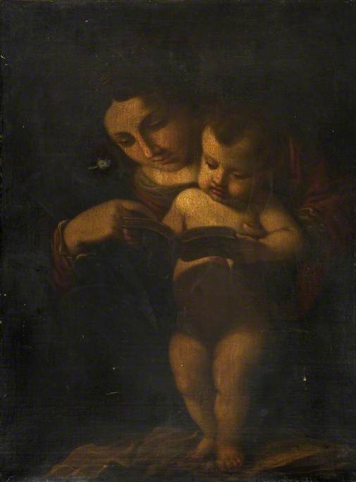 La Virgen enseñando a leer al Niño Jesús - Guercino