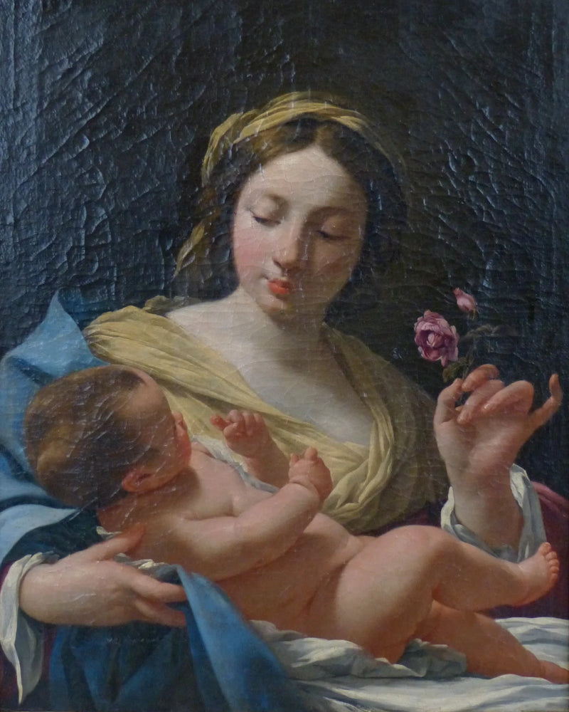 La Virgen y el Niño con la rosa - Simon Vouet