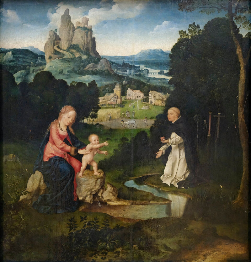 La Virgen y el Niño con un dominico ofreciendo su corazón - Joos van Cleve