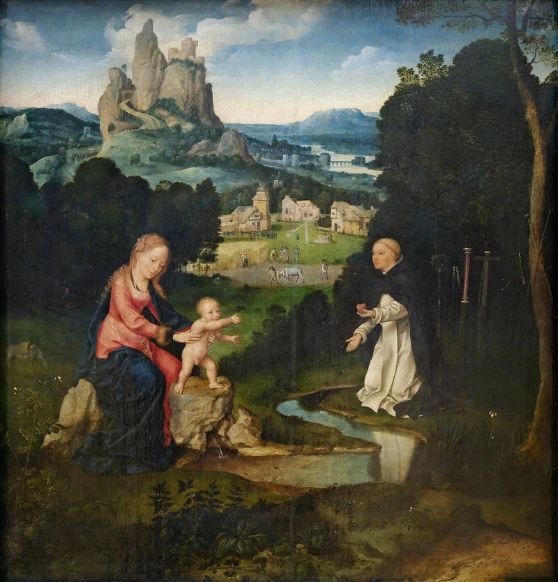 La Virgen y el Niño con un dominico ofreciendo su corazón - Joos van Cleve