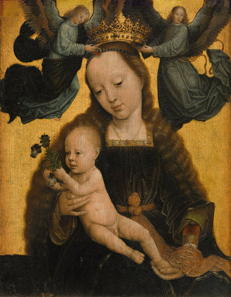 La Virgen y el Niño coronados por dos ángeles - Gérard David