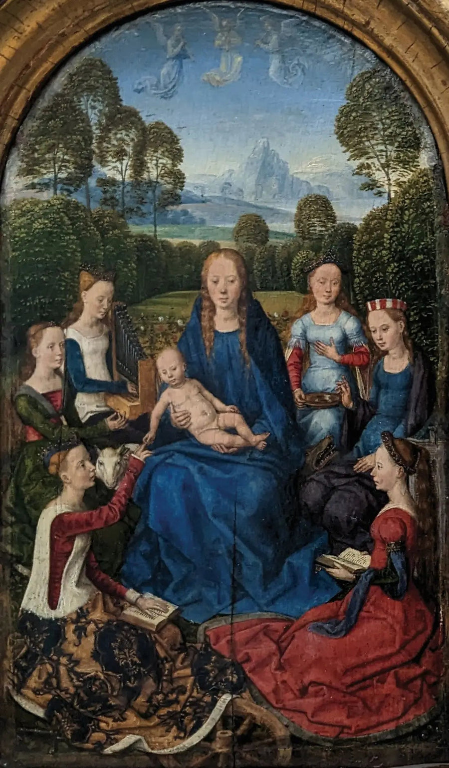 La Virgen y el Niño rodeados de santas - Hans Memling