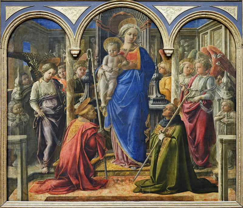 La Virgen y el Niño rodeados de ángeles, de san Frediano y de san Agustín - Fra Filippo Lippi