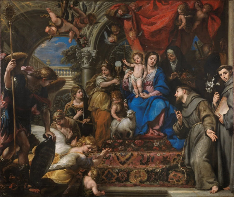 La Virgen y el Niño entre las virtudes teologales y los santos - Claudio Coello