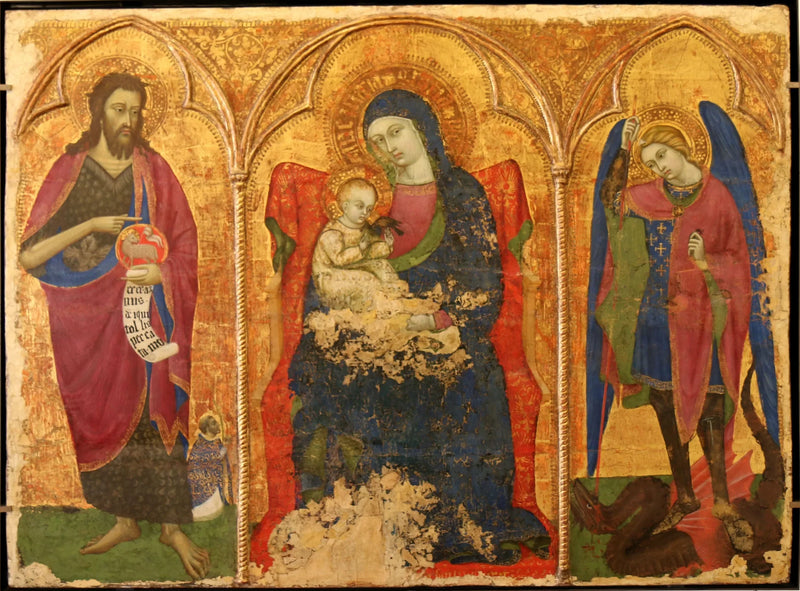 La Virgen y el Niño entre san Juan Bautista y san Miguel - Barnaba da Módena