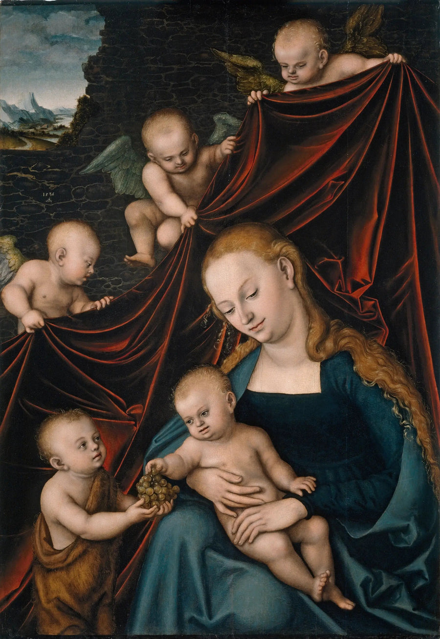 La Virgen y el Niño, San Juan y los Ángeles - Lucas Cranach el Viejo