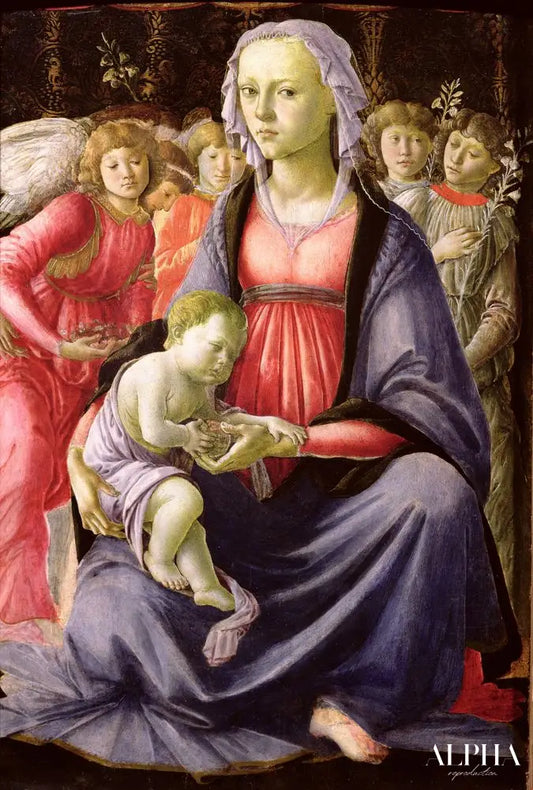 La Vierge et l'Enfant entourés de cinq anges - Sandro Botticelli - Reproductions de tableaux et peintures haut de gamme