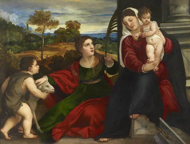 La Virgen, el Niño, Santa Águeda y San Juan Bautista - Tiziano