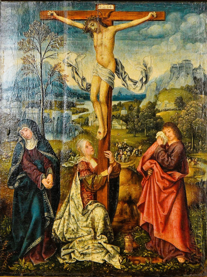 La Virgen, María Magdalena y san Juan al pie de la Cruz - Quentin Metsys