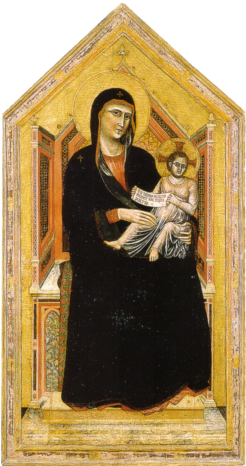 La Virgen María coronada con un niño - Maestro de Santa Cecilia