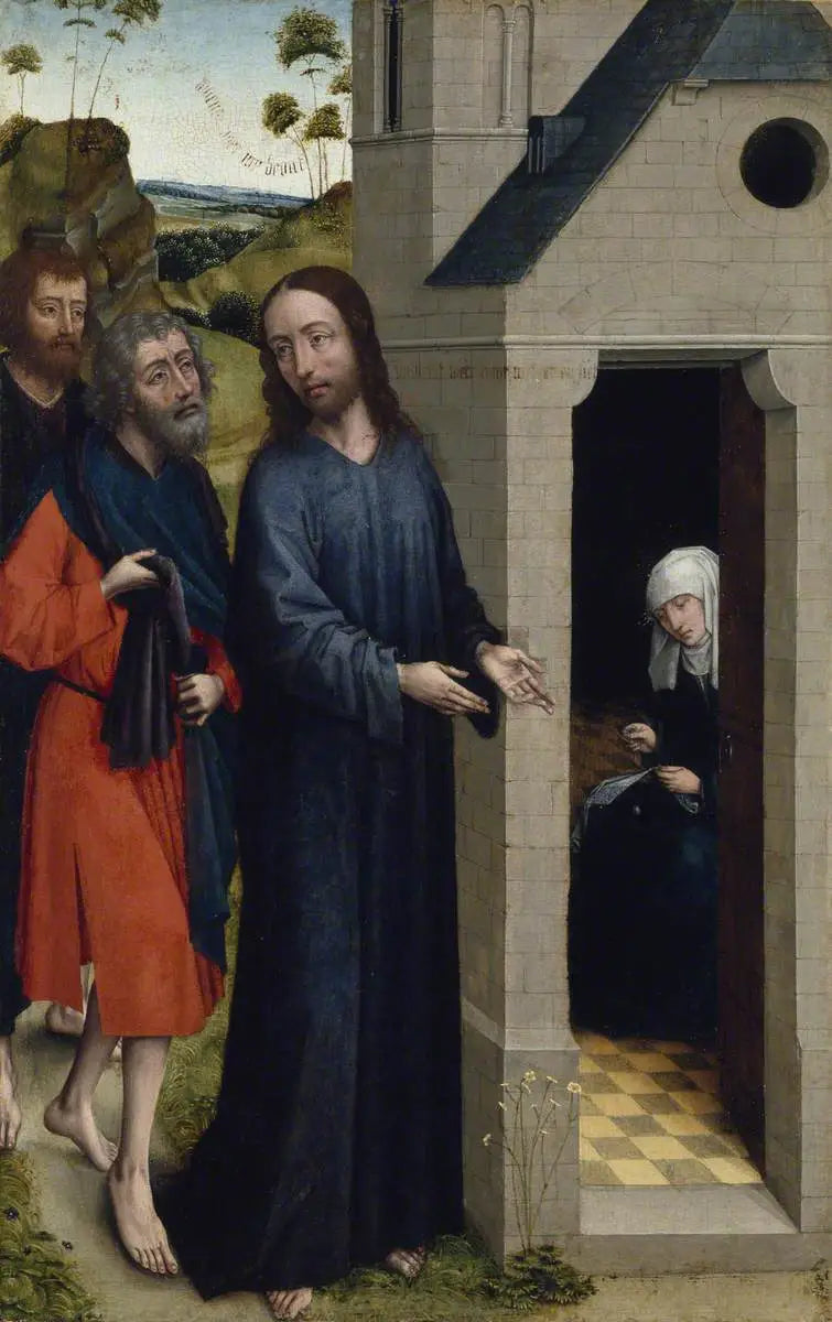 La vocación de André y de Simón Pedro (probablemente un ala izquierda de un retablo) - Rogier van der Weyden
