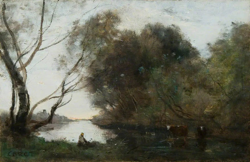 Lac : Atardecer - Jean-Baptiste Camille Corot