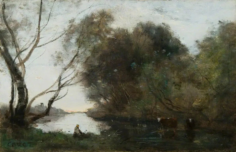 Lac : Atardecer - Jean-Baptiste Camille Corot