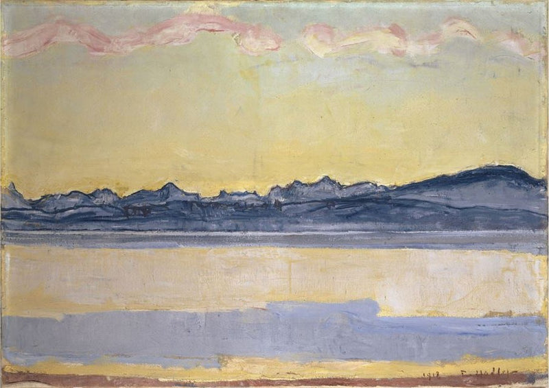 Lago de Ginebra y cadena del Mont-Blanc al amanecer - Ferdinand Hodler