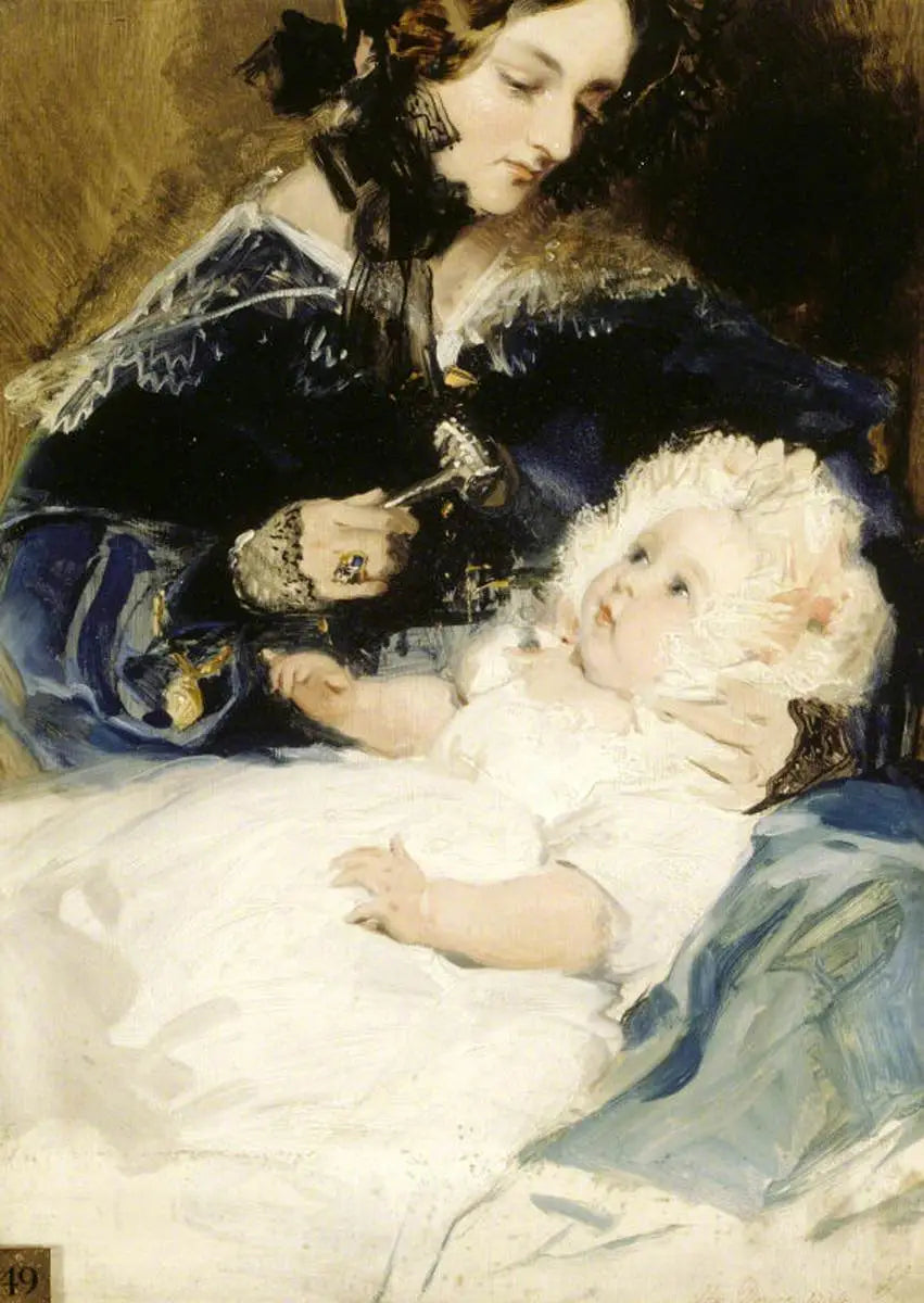 Lady Louisa Jane Russell, duquesa de Abercorn (1812-1905) con su hija Lady Harriet Georgiana Louisa Hamilton, más tarde condesa de Lichfield (1834-1913) - Edwin Henry Landseer