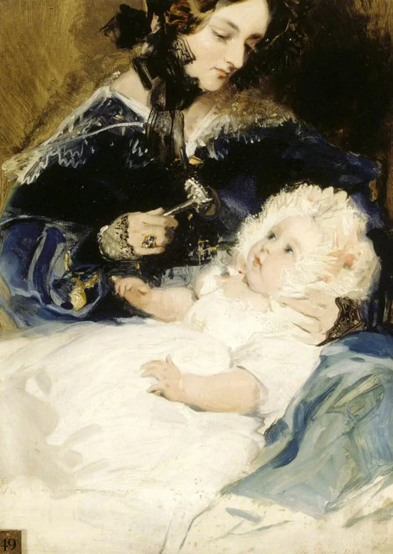 Lady Louisa Jane Russell, duquesa de Abercorn (1812-1905) con su hija Lady Harriet Georgiana Louisa Hamilton, más tarde condesa de Lichfield (1834-1913) - Edwin Henry Landseer