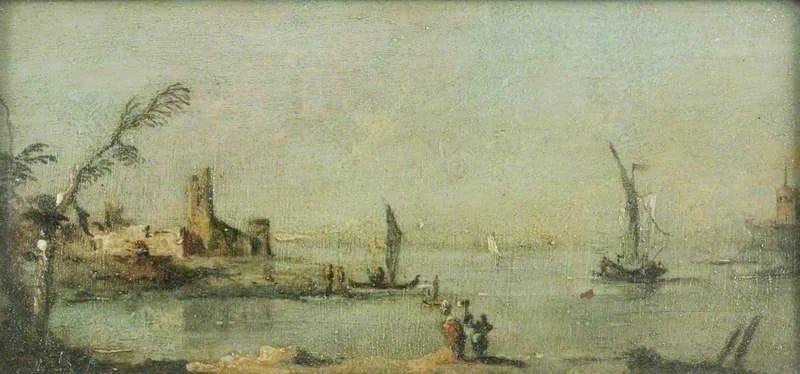 Laguna de Capriccio con una iglesia - Francesco Guardi